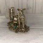 Vtg Nail Polish Lipstick Holder Silver Filigree Rhinestones And Turquoise