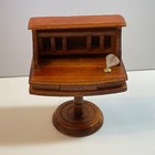 Vintage Dollhouse Miniature Wooden Pedestal Desk Korea 1 12 Scale