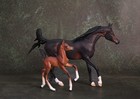 Custom Painted Breyer Horse  - Arabian Mare And Foal - Classic Freedom - Bay