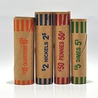 L Liked Preformed Coin Wrappers Rolls  128 Assorted  - Quarters  Pennies  Nic   