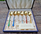  6  Vintage Egon Lauridsen Sterling Silver   Enamel Demitasse Spoons Denmark