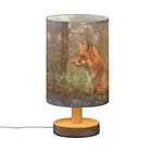 Table Lamp Fox In Forest Nightstand Lamp With Wood Base Fabric Lamp Shade Bed   