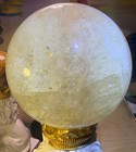 Large Clear Crystal Sphere Ball With White Lion Figurine Statue Stand