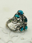 Carolyn Pollack Sterling Silver Sleeping Beauty Turquoise   Blue Topaz Ring Sz 8