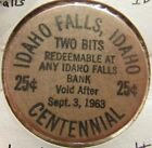 1963 Idaho Falls  Id Centennial Wooden Nickel - Token  3