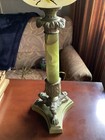 Vintage Antique French Empire Onyx Marble Bronze   Glass Column Table Desk Lamp