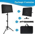 Adjustable Portable Folding Music Stand With Carry Bag  Sheet Music Clip Holder
