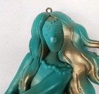 Mermaid Ornament Wall Hanging Sculpture Turquoise Gold Girls Room Decor