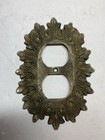 Vintage Edmar Brass Tone Receptacle Cover Plate Single Gang