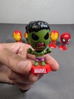 2014 Marvel Mini Bobble Heads Iron Man Hulk Spiderman Figure Lot Of 6