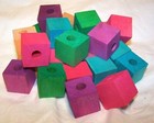 25 Bird Toy Parts Colored Wood Blocks 1  Square Wooden Parrot Toy W  5 16  Hole
