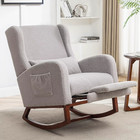 Nursery Rocking Chair With Footrest Pillow Glider Rocker Wingback Dark Grey
