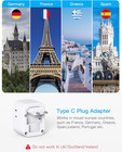 European Travel Plug Adapter   Foldable International Power Adapter  Type C Adap