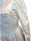 Vintage 70   s Handmade Floral Cottage Core Prairie Lace Bib Girls Dress Size 12