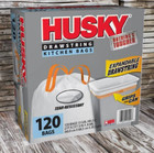 13 Gallon  120 Bags - Husky Tall Kitchen White Trash Bags - Fast Shipping