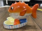Vintage Ceramic Fish Pencil Or Makeup Brush Holder organizer Made In Japan Euc