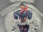 Christmas Snow Globe Style Ornament - Dachshund Dog - Black Tan Silver Wreath