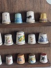 Vintage Various Thimbles Lot Of 43 With Display Board rack