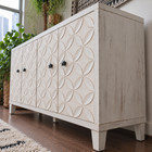 60  Shabby Chic Sideboard Buffet Cabinet Whitewash Wood 4 Door Storage Credenza