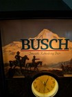 Vintage Busch Beer Western Cowboy 3d Mountain Scene Sign Clock Working 3d