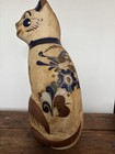 Vintage Tonala Cat Mexican Ceramic Hand Painted Folk Art Pottery 14    Tall Signed