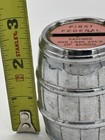 Vintage Chrome Barrel Coin Bank First Federal Savings Akron Ohio Advertising