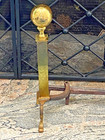 Vtg Brass Ball Design Andirons Fireplace Matching Set Mid Century Style Pair