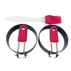 3    Stainless Steel Round Fried Egg Molds With Oil Brush Nonstick