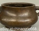 5 6  Marked Old China Bronze Copper Dynasty Palace 2 Ear Incense Burner Censer