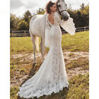 Vestido Boheme Mermaid Boho Wedding Dress Long Sleeve Backless Lace Bridal Gown
