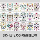 18 Pack Day Of The Dead Face Tattoos Sugar Skull Catrina Makeup Kit