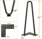 Hairpin Table Legs 12 Inch  Black  4 Pcs