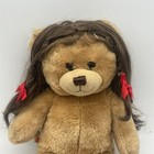 Build A Bear Vintage Wavy Brown Brunette Wig Bangs Red Bows Hair Teddy Accessory