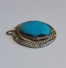 Vintage Native American Sterling Silver And Blue Turquoise Navajo Pendant