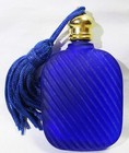 Vintage Cobalt Blue Glass Miniature Purse Perfume Bottle With Tassle