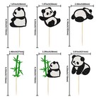24pcs Panda Cupcake Toppers Glitter Green Bamboo Cupcake Picks Cute Animal Be   