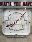 Vintage Pabst Blue Ribbon Electric Advertising Clock Pbr Beer Bar Retro Art Deco
