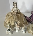 6 Antique Porcelain Half Dolls     Unique Antique Snood And Base Pin Cushion
