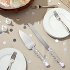 Silver Cake Cutting Set For Wedding With Knife And Server  Crystals  Ribbon