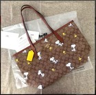 Snoopy Coach X Peanuts Cf166 Women s Tote Bag - Gold khaki redwood Multi