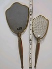 Vintage Handheld Vanity Mirror And Brush Set -d6