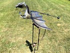 Kinetic Metal Mystical Dragon Yard Stake Wind Spinner Rocker Rocking Whirly-gig