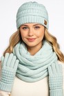 C c Unisex 3pc Set Soft Ribbed Cable Knit Stretch Beanie Gloves And Scarf