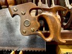 Clean Wicked Sharp C1900 Disston D-8 Thumbhole 26  5 1 2ppi Rip Saw Hand Filed