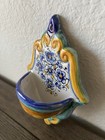 Deruta Italy Holy Water Font Basin Wall Pocket Hand Painted Francesca Niccacci