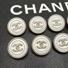 10 Chanel Buttons 20mm Cc Logo White Silver Metal Vintage