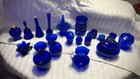 Lot 11 Vintage Antique Cobalt Blue Glass Eye Cups   Fenton   Ink  Wells  Vases