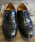 Vintage Mens Johnston   Murphy Aristocraft Shoes Size 9 5 D Black Wingtip Oxford