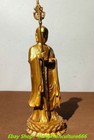 12  Tibetan Buddhism Pure Bronze Gilt Jizo Ksitigarbha Bodhisattva Buddha Statue