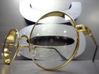Mens Vintage Retro Hip Hop Style Clear Lens Eye Glasses Round Gold Blinder Frame